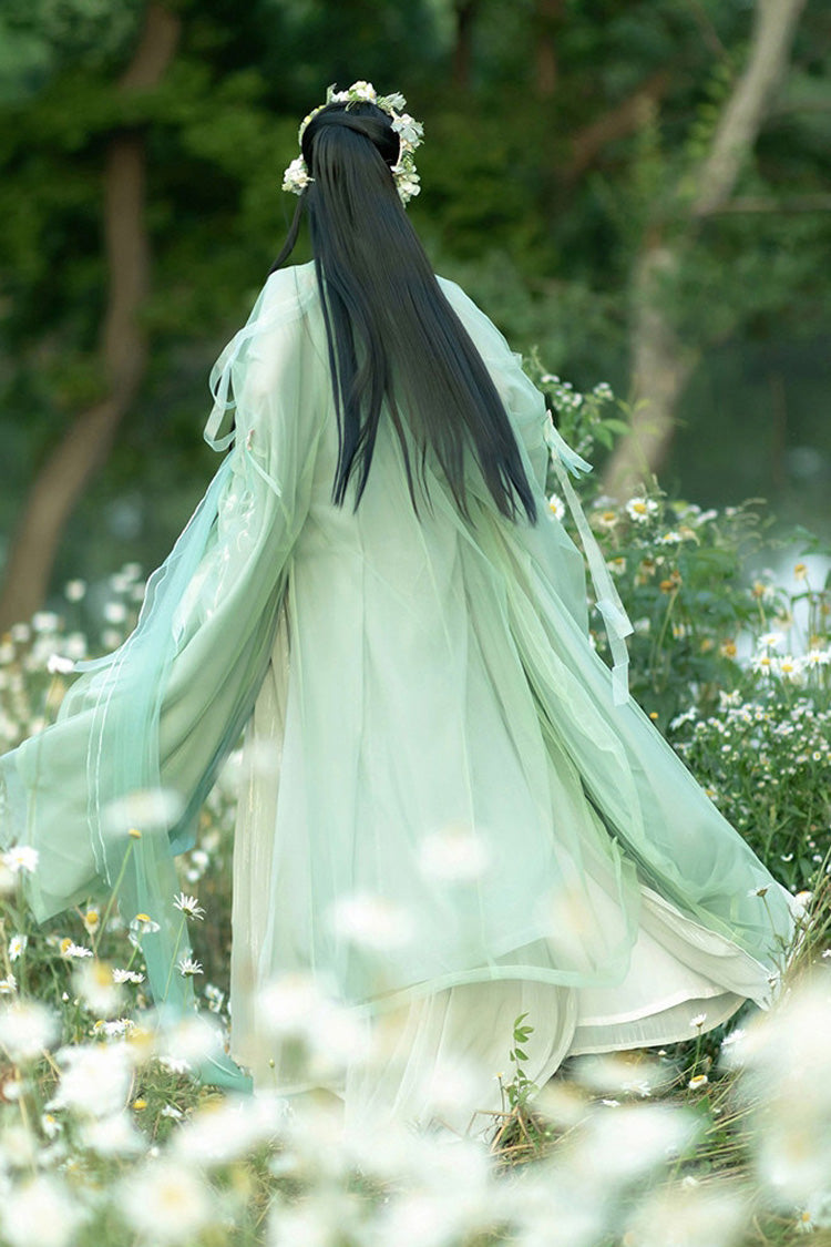 Original Chinese Han Elements Ancient Double Layer Long Sleeves Sweet Hanfu Dress Full Set - Product - 2