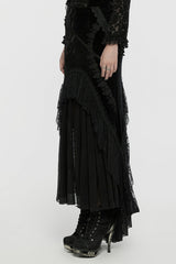 Black Ruffle Stitching Lace Women's Gothic Fishtailed Skirt - Product - 2