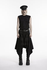 Black Lace-Up Irregular Ripped Men's Punk Skirt - Product - 2