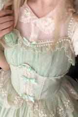 Green Multi-layer Annie's Tea Party Ruffle Hanayome Sweet Lolita Jsk Dress - Product - 4