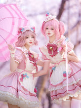 Pink [Berry Bubbles] Stripe Print Ruffle Bowknot Lace Sweet Lolita Dress - Product - 3