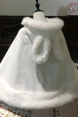 Sweet Fluffy Multi-Layered Ruffled Bow Lolita Cloak Coat 2 Colors(Red, White) - Product - 5