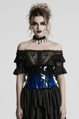 Black/Blue Gradient Patent Leather Women's Gothic Underbust Corset - Black/Blue - 1