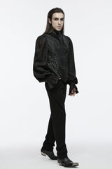 Black Sleeveless Eyelets Buckle-up Lace-Up Men's Gothic Vest - Product - 4