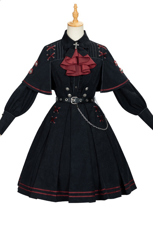 Black Punishment Execution Officer Series Military Style Shirt and Skirt Set Gothic Lolita Dress - Product - 6
