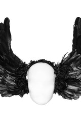 Black Lace Faux Feather Wing Women's Gothic Headwear - Product - 5
