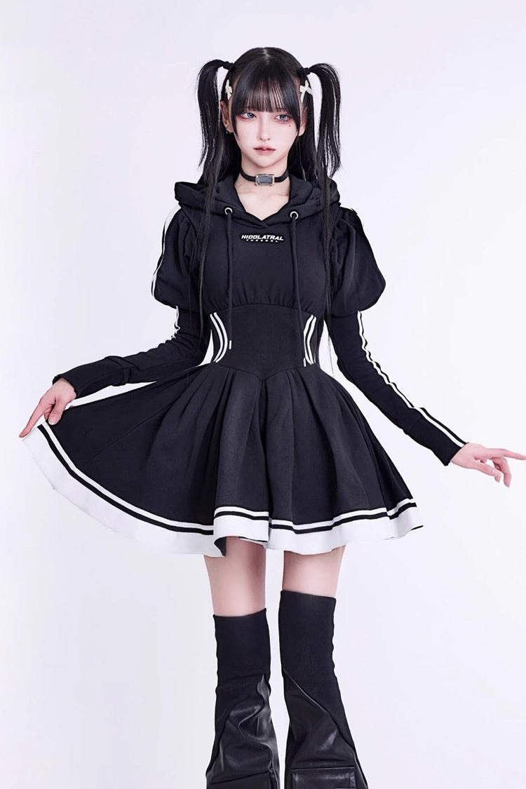 Japanese Long Sleeves Ruffle Bowknot Punk Jirai Kei Sweater Dress 3 Colors - Product - 7
