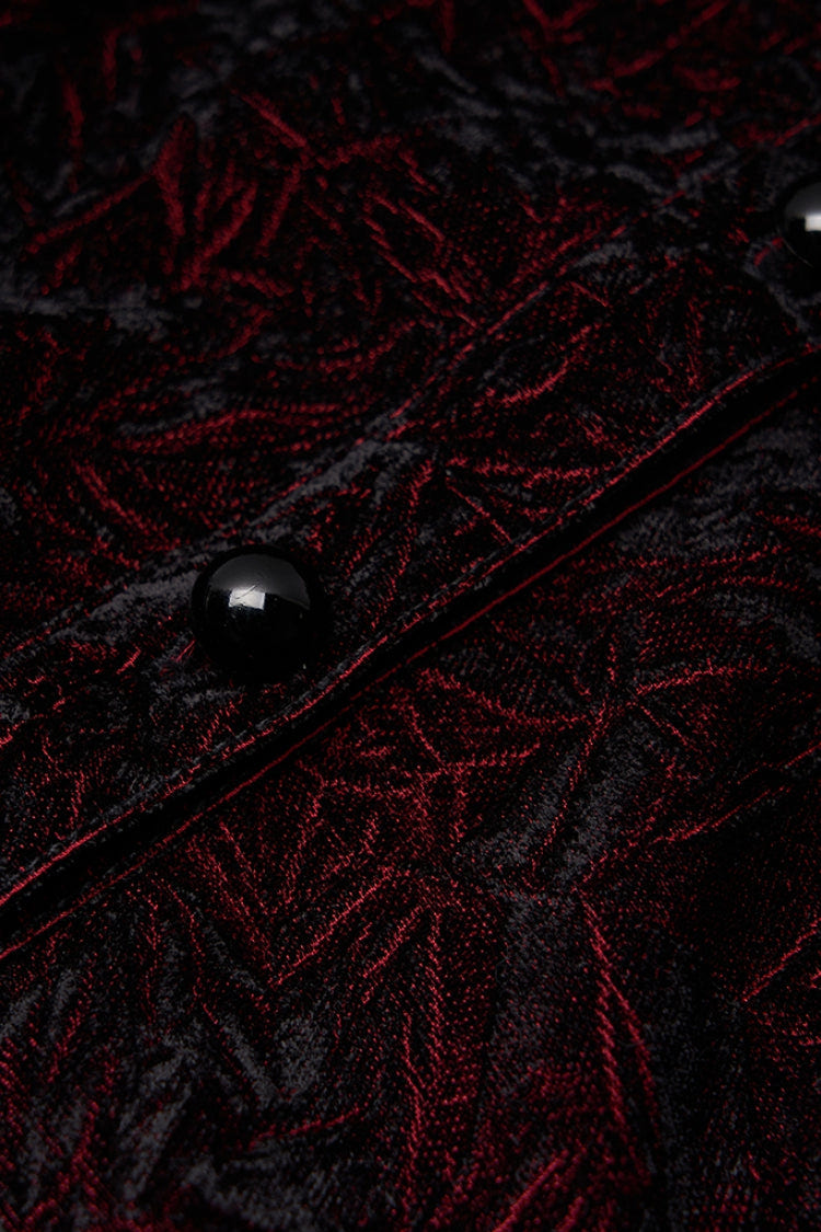 Black/Red Stand Collar Floral Embroidery Lace Women's Gothic Blouse - Product - 5