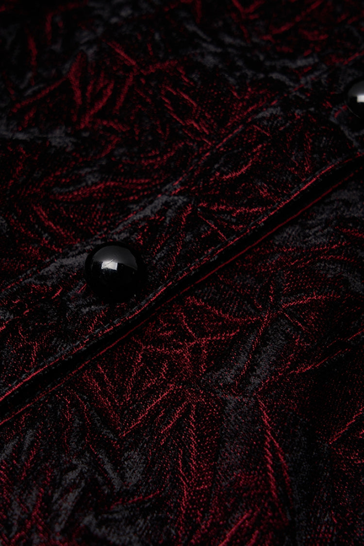 Black/Red Stand Collar Floral Embroidery Lace Women's Gothic Blouse - Product - 5