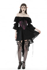 Purple Butterfly Embroidered Lace Women's Luxurious Royal Underbust Corset - Product - 5