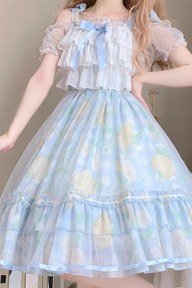 Blue Lemon Story Short Sleeves Print Ruffle Bowknot Sweet Lolita Jsk Dress - Product - 8