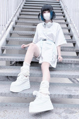 College Lace-Up Sweet Jirai Kei Japanese Platforms Shoes 2 Colors - Product - 13