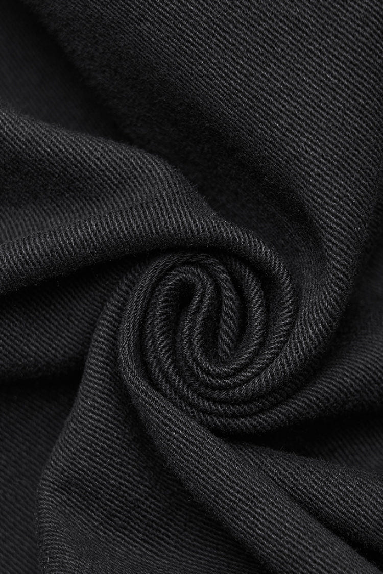 Black Stand Collar Sleeveless Hooded Zipper Pleated Women's Punk Short Vest - Product - 7