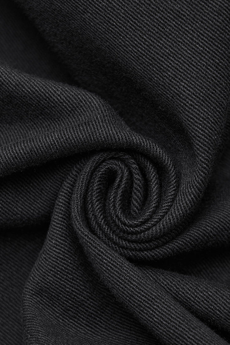 Black Stand Collar Sleeveless Hooded Zipper Pleated Women's Punk Short Vest - Product - 7