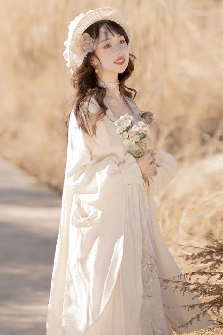 White Chinese Style Bronzing Flower Embroidery Sweet Lolita Jsk Dress - Product - 11