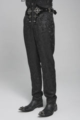 Black Printed Lace-Up Buckled Zippered Men's Gothic Pants - Product - 5
