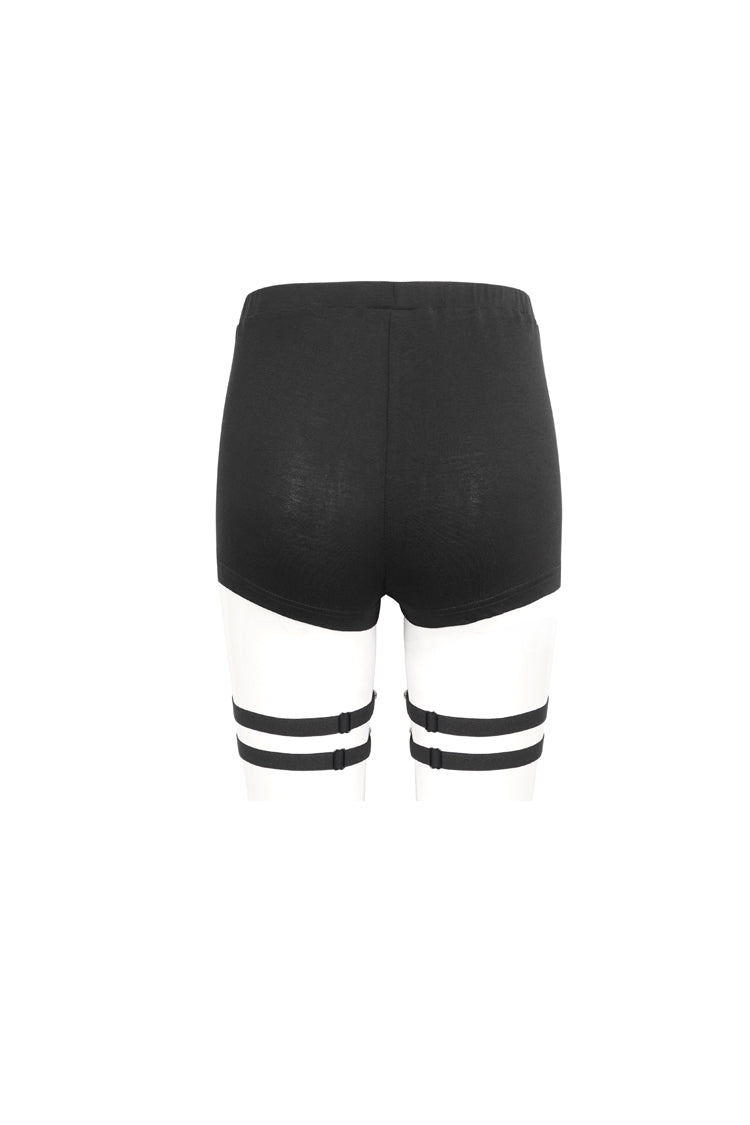 Black Spaghetti Straps Womens Steampunk Shorts - Product - 7