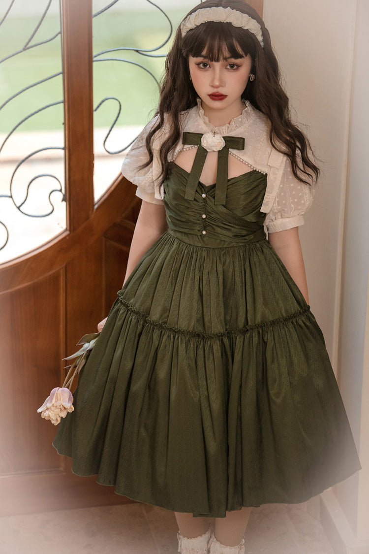 Dark Green Noble Retro Elegant Country Poetry Classic Lolita Dress - Product - 6