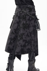 Black Chain Rivet Buckle Men's Gothic Skirt - Product - 5