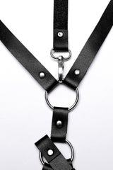Black Adjustable Faux Leather Waist and Leg Men's Steampunk Harness - Product - 6