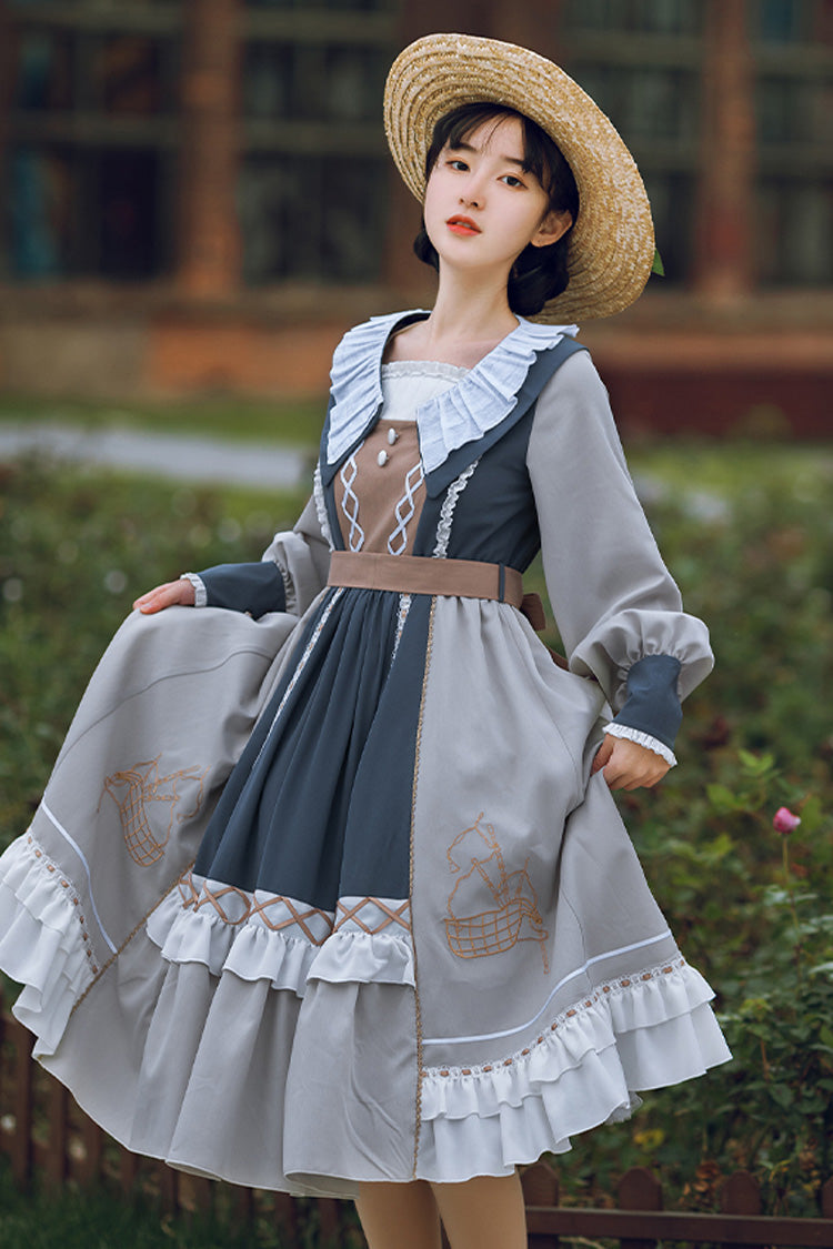 Multi-Color Detachable Collar Ruffled Sweet Lolita OP Dress - Product - 2