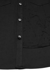 Black Lapel Collar Long Sleeves Ripped Men's Punk Blouse - Product - 8