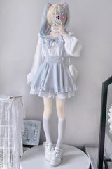 Puffy Hem Ruffle Japanese Sweet Jirai Kei Suspender Skirt 2 Colors - Product - 5