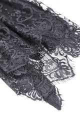 Black Square Collar Long Hime Sleeves Embroidered Lace Spliced Women's Gothic Maxi Wedding Dress - Product - 22