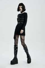 Black Cut-Out Asymmetric Buckled Eyelet Women's Punk Accessory with Pocket - Product - 8