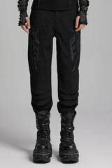 Black 3D Amor Patch Stitching Men's Punk Pants - Black - 1