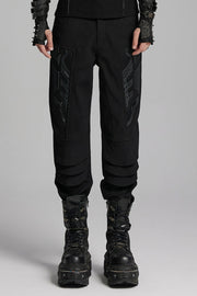 Black 3D Amor Patch Stitching Men's Punk Pants - image 1
