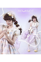 Purple Big Bowknot Metal Heart Nameplate Lolita Backpack - Product - 6