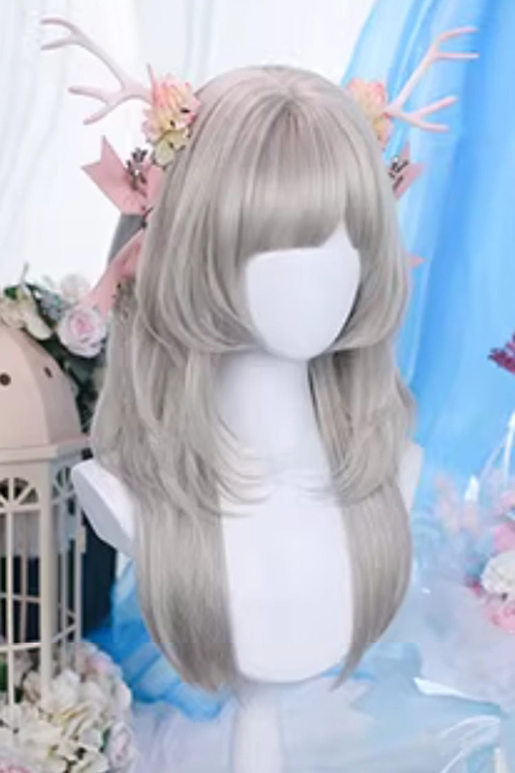 Moonfog Silver Gray Layered Wispy Air Bangs Daily Sweet Lolita Wig - Product - 2