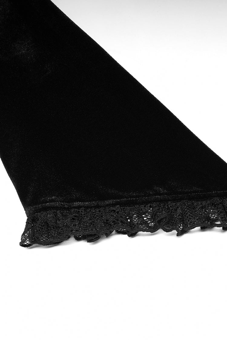 Long Trumpet Sleeves Stitching Lace Irregular Asymmetric Women's Gothic Dress 2 Colors - Product - 5