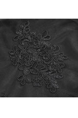 Black High Waisted Embroidery Stitching Lace Women's Gothic Skirt - Product - 10