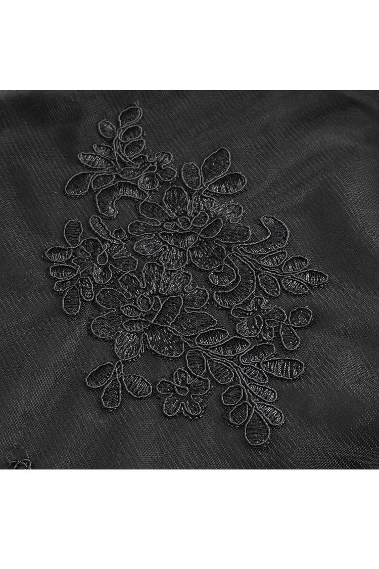 Black High Waisted Embroidery Stitching Lace Women's Gothic Skirt - Product - 10