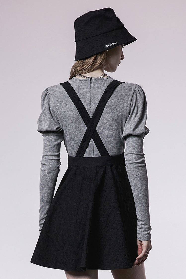 Black Future Series Metal Buttonhole Decoration Collect Waist Swing Hem Cat Ear Women's Gothic Skirt - Product - 3