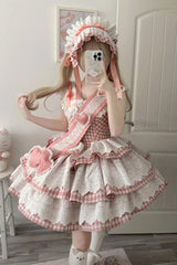 Pink [Star Grant Angel] Triple-Layered Print Ruffle Sweet Lolita Dress - Product - 8