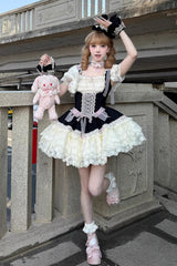 [Goodnight Alice] Sleeveless Ruffled Bow Lace-Up Sweet Lolita Jsk Dress 3 Colors - Product - 17