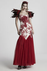 Red Irregular Women's Gothic Crystal Cross Headwear - Product - 3