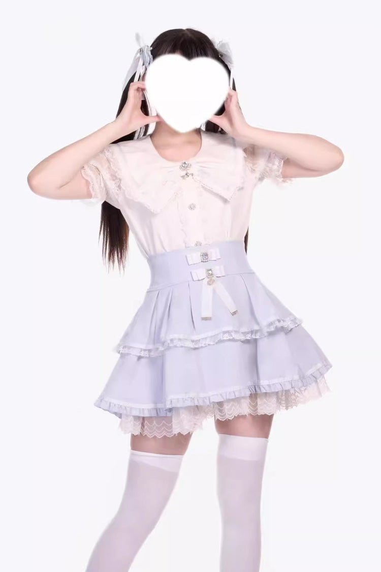 [Fruit Candy] Ruffle Bowknot Lace Sweet Jirai Kei Japanese Skirt 5 Colors - Product - 13