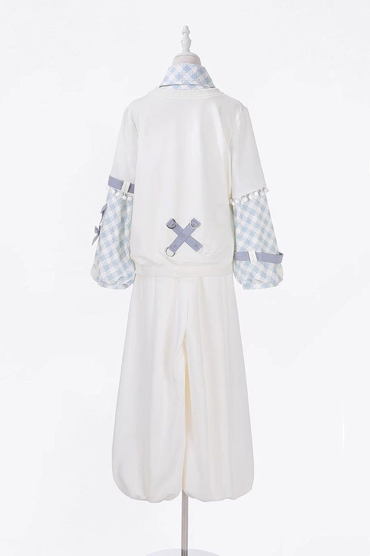White Lapel Collar Long Sleeves Print Asymmetric Prince Handsome Ouji Lolita Set - Product - 3