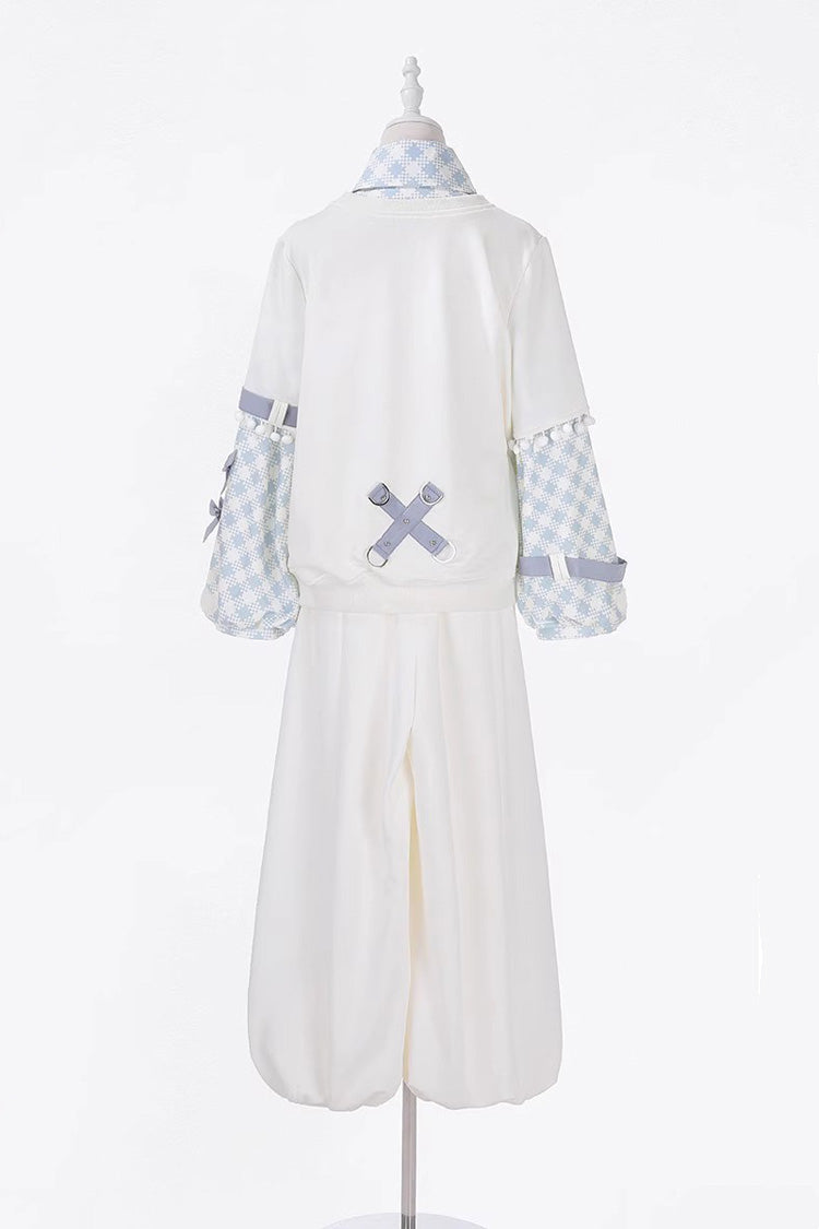 White Lapel Collar Long Sleeves Print Asymmetric Prince Handsome Ouji Lolita Set - Product - 3