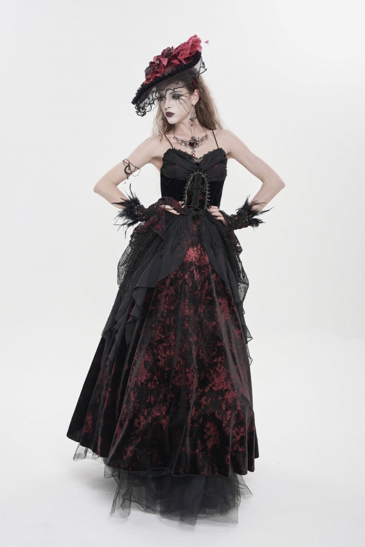 Black/Red Sleeveless Multi-Layered Hanayome Lace Lace-Up Women's Gothic  Wedding Dress Printed Tassels Lace-up Slip Dress - Product - 7