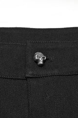 Black Big-pocket Faux Leather Stitching Men's Punk Shorts - Product - 5