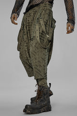 Green Ripped Men's Punk Sagging Pants with Straps - Product - 2
