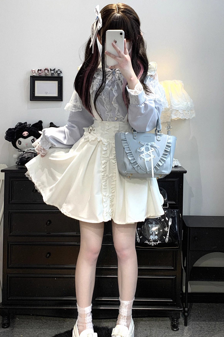 [Dolls Only] Ruffle Bowknot Lace Lace-Up Sweet Jirai Kei Strap Dress 4 Colors - Product - 7