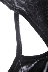 Black Long Sleeves Irregular Moon-shaped Zipper Women's Punk Crop Top with Cat's Ears Hood - Product - 15