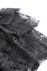 Black Multi-Layered Lace Women's Gothic Puffy Skirt with Detachable Swallow Tail - Product - 17