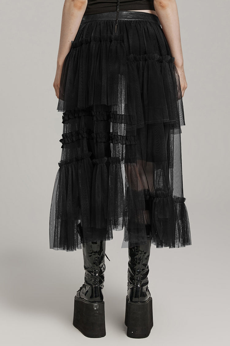 Ruffle Mesh Buckle Women's Steampunk Long Overskirt 3 Colors - Product - 3